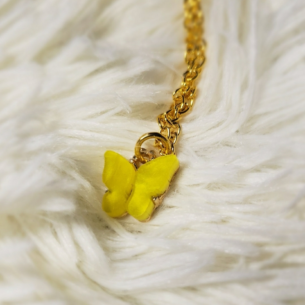 Yellow Butterfly Necklace - Picture 2 of 2